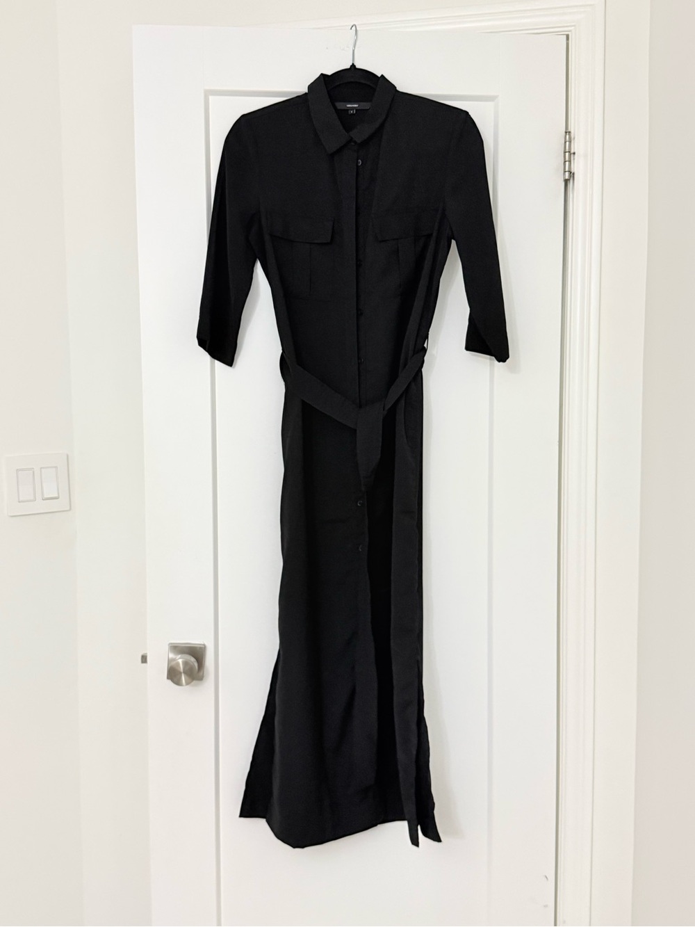 Vero Moda Black Maxi Shirt Dress with Waist Tie